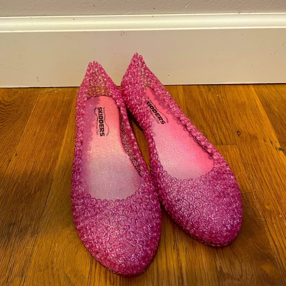 Pink sparkle jelly ballerina shoes